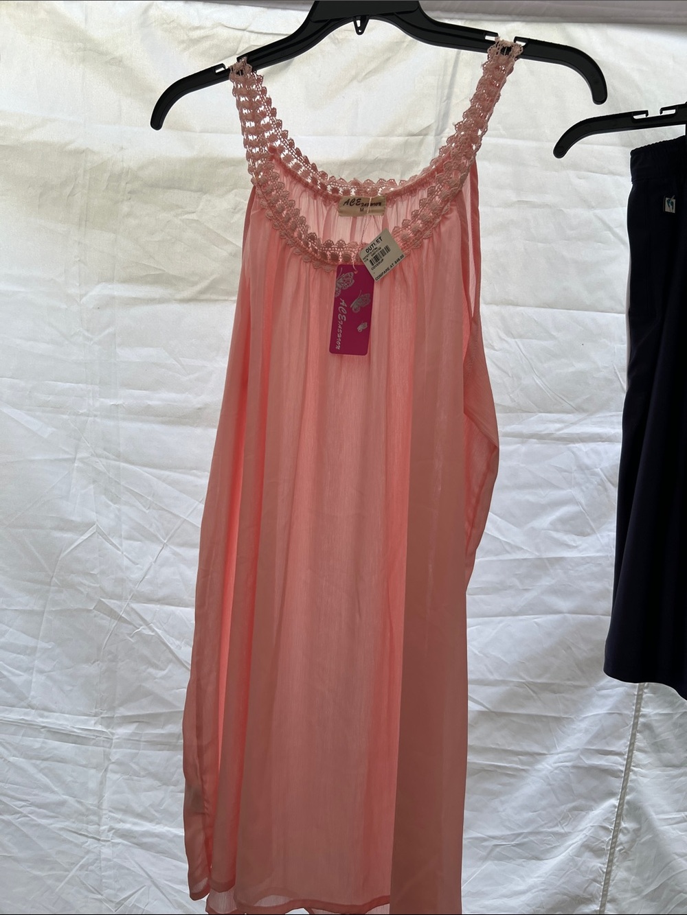 Unbranded Pink Mini Dress with Decorative Crochet Neckline